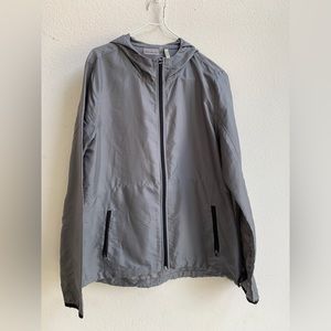 Lightweight Hooded Gray Windbreaker w/ thumb holes